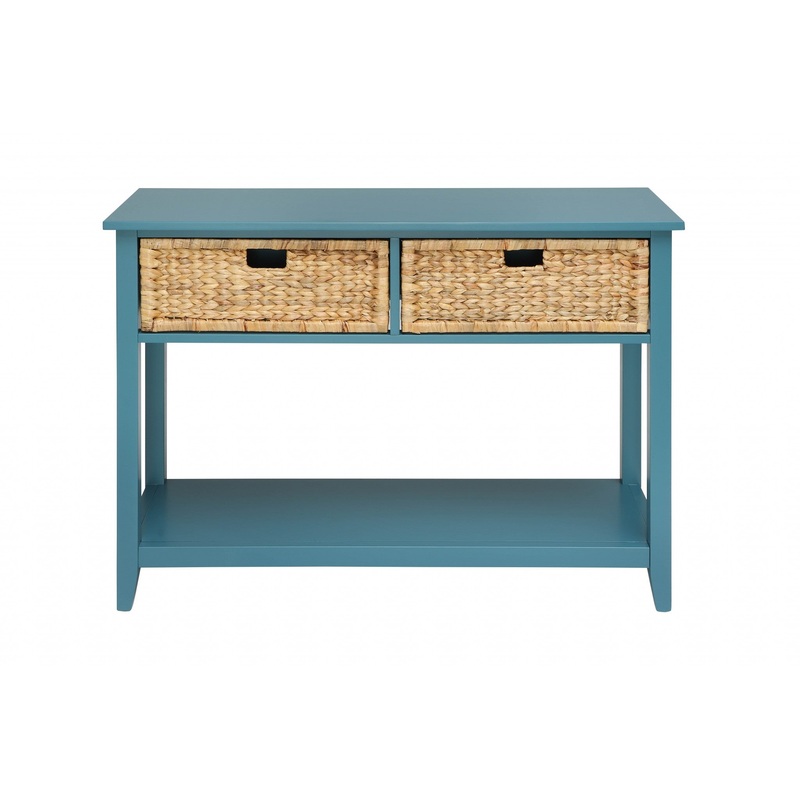 Teal Solid Wood Leg Console Table By Homeroots