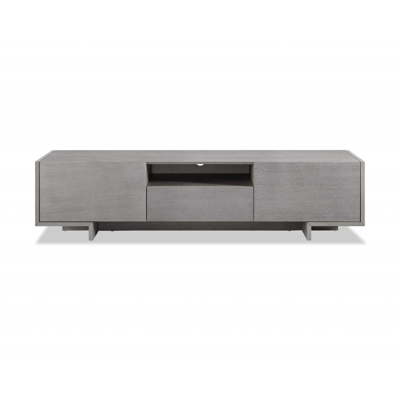 Tv Unit One Middle Drawer And 2 Lid Doors On The Sides All In Grey Oak Venee By Homeroots