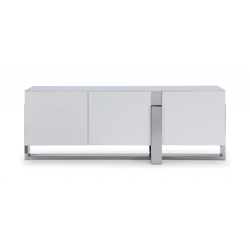 White Glass Steel Buffet By Homeroots