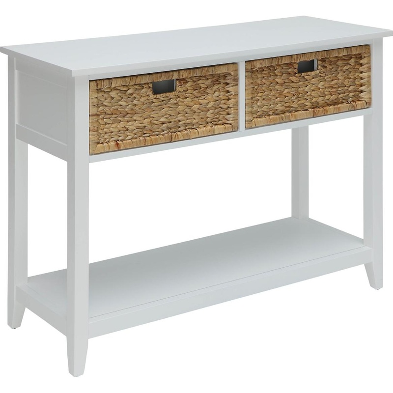 White Solid Wood Leg Console Table By Homeroots