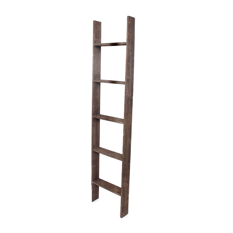 5 Step Rustic Wood Ladder Shelf By Homeroots