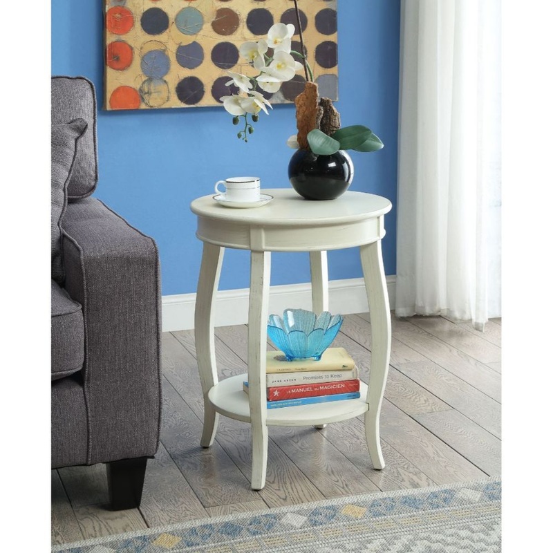 Antique White Wooden Side Table By Homeroots