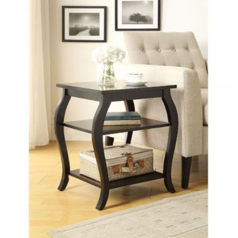 Black Finish Bow Leg Square End Table By Homeroots