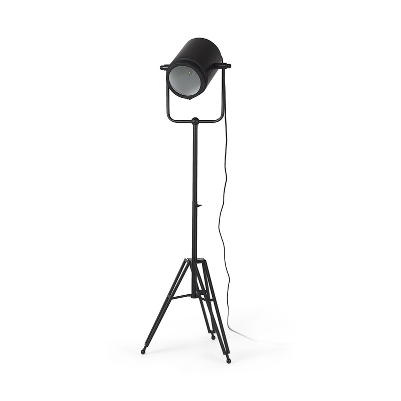 Black LED Floor Lamp With Black Metal Shade By Homeroots