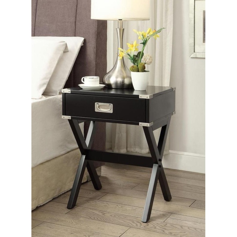 Black Solid Wooden & Metal Accent End Table By Homeroots