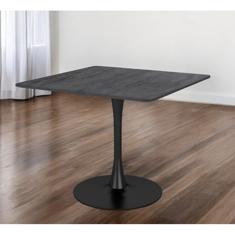Black Square Steel Pedestal Base Dining Table By Homeroots