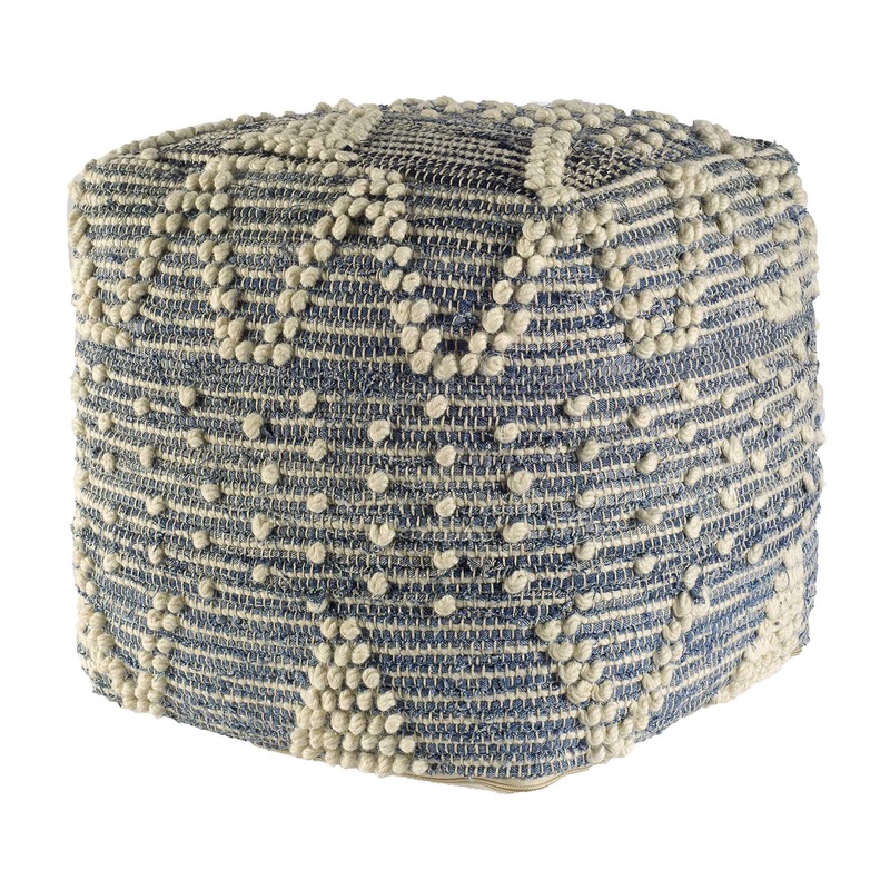 Blue Geometric Pouf Ottoman By Homeroots