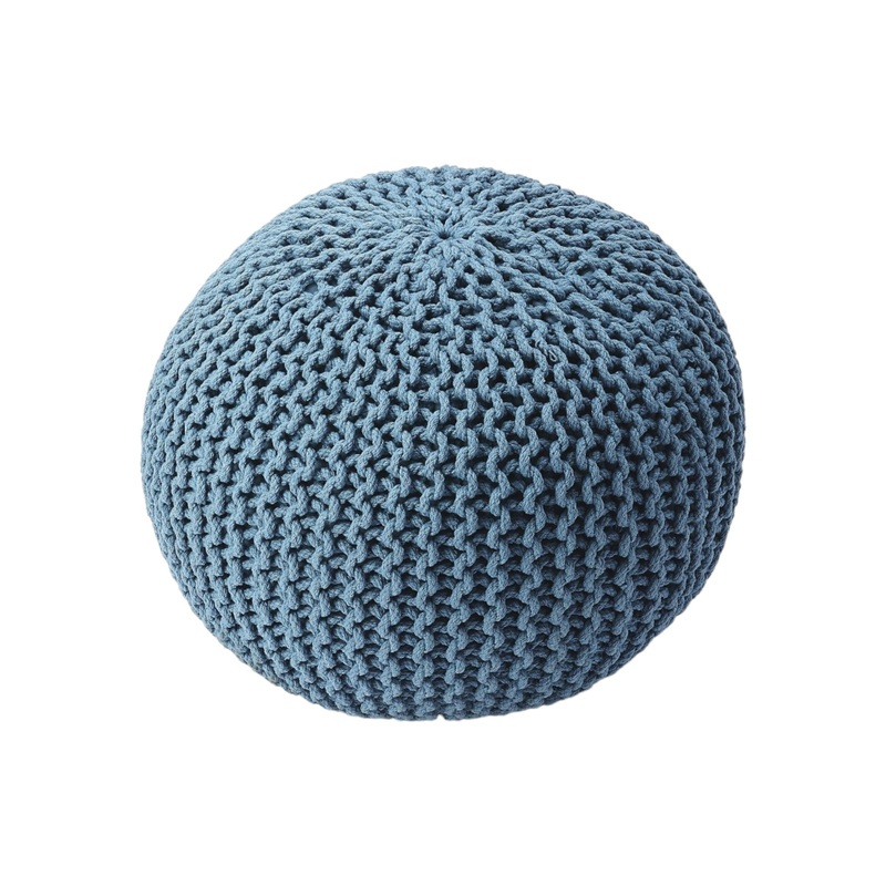 Blue Round Pouf Ottoman By Homeroots