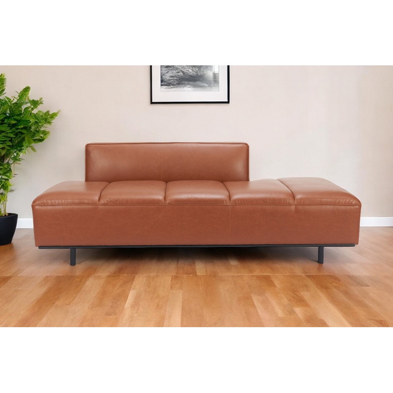 Brown Faux Leather Sofa With Black Legs By Homeroots
