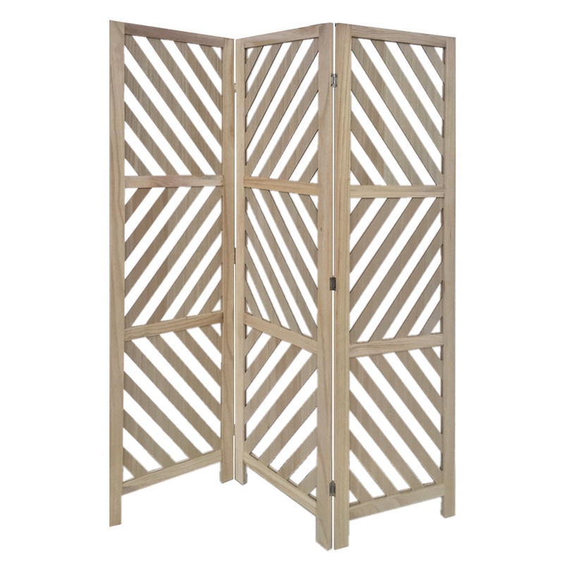 Brown Solid WoodFolding Three Panel Screen Room Divider By Homeroots