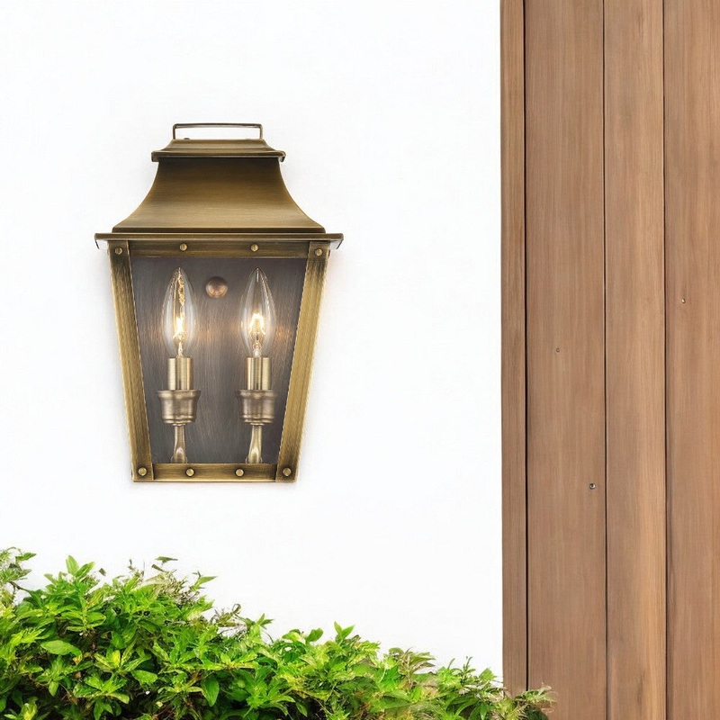 Coventry 2-Light Aged Brass Pocket Wall Light By Homeroots