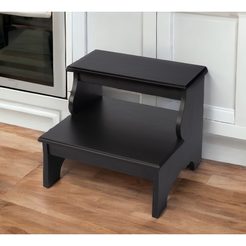 Dark Brown Wood Step Stool By Homeroots