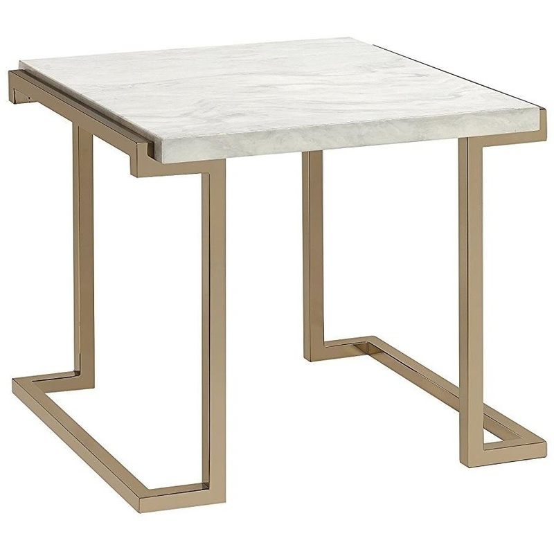 FauMarble Champagne End Table By Homeroots