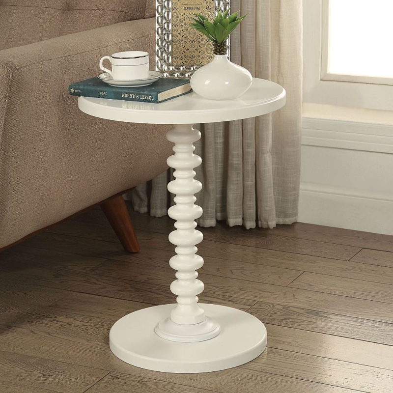 Fun White Wood Pedestal End Table By Homeroots