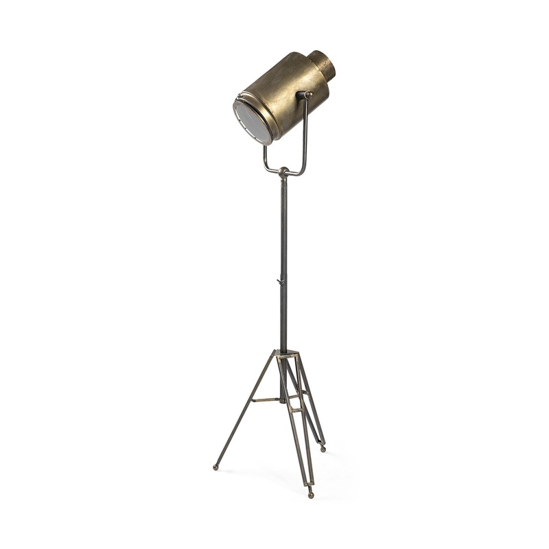 Gold LED Floor Lamp With Gold Metal Shade By Homeroots
