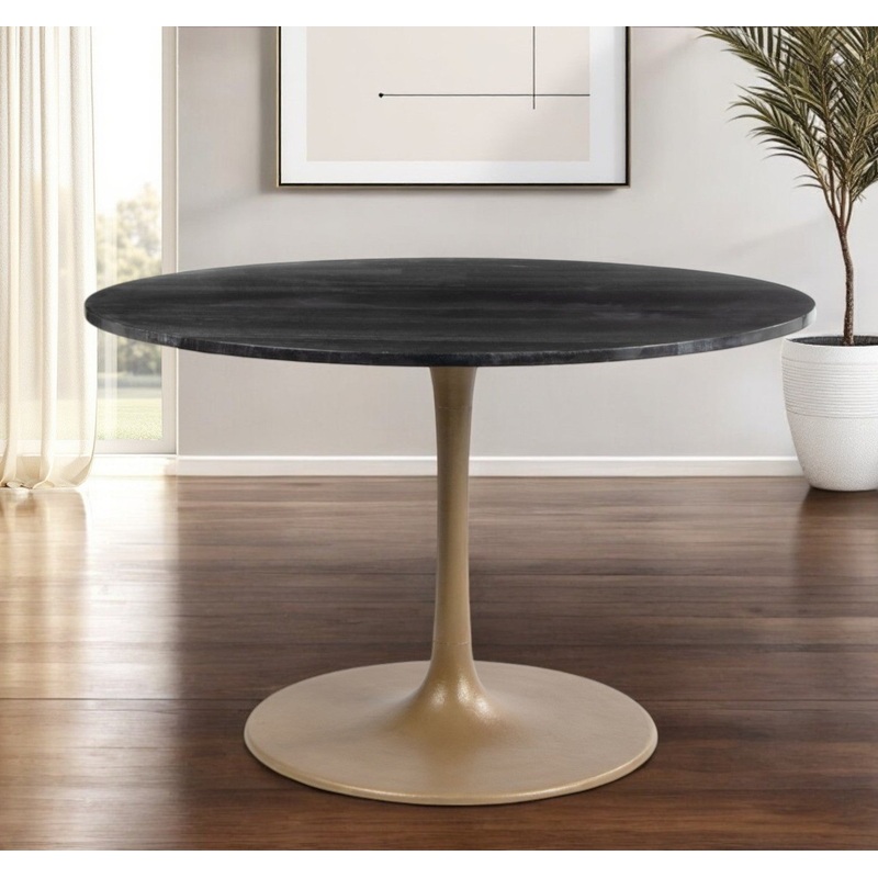 Gold Rounded Steel Pedestal Base Dining Table By Homeroots