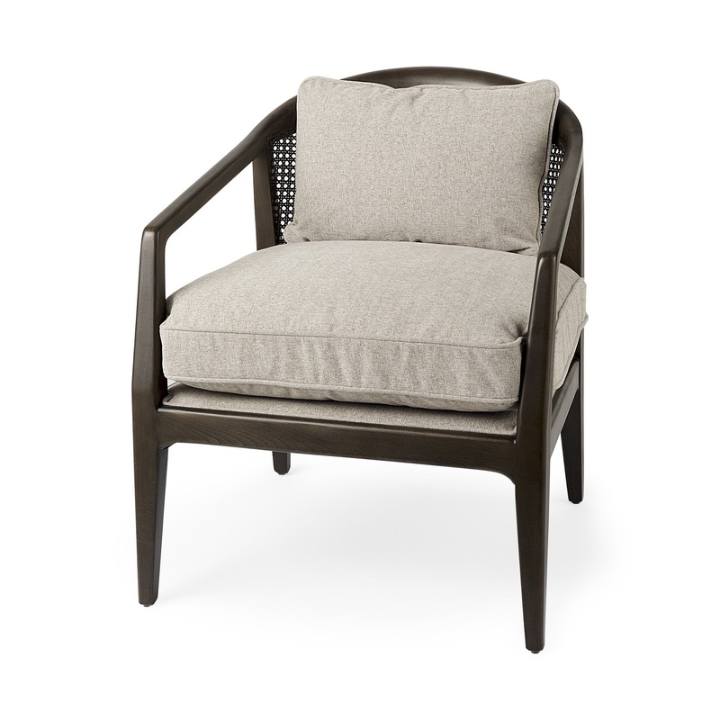 Gray and Brown Fabric Arm Chair By Homeroots