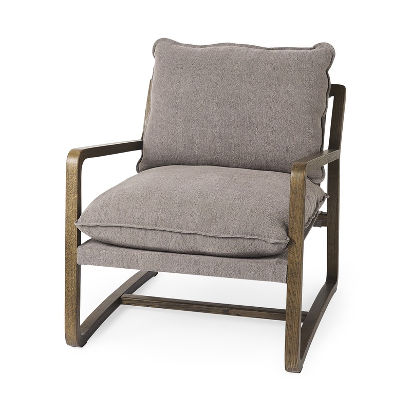 Gray and Brown Fabric Lounge Chair By Homeroots