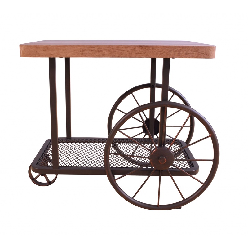 Gray Oak And Antique Metal Tube End Table By Homeroots