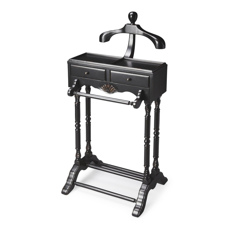 Handsome Vintage Style Black Finish Wood Valet By Homeroots