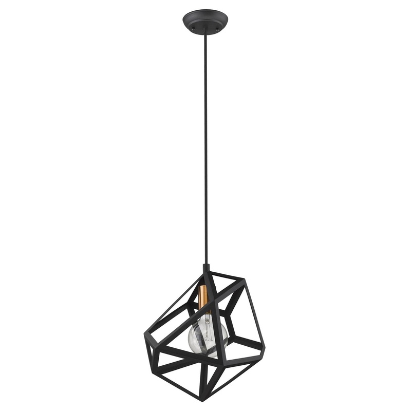 Hedron 1-Light Matte Black Pendant By Homeroots