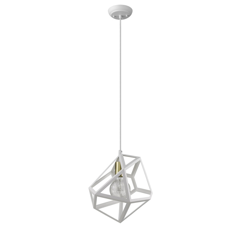 Hedron 1-Light White Pendant By Homeroots