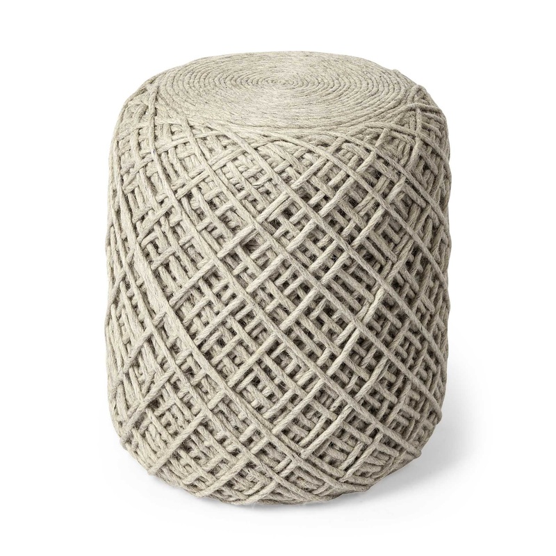 Ivory Abstract Pouf Ottoman By Homeroots