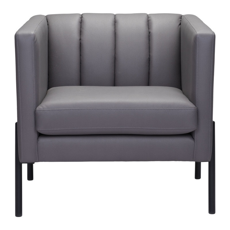 Light Gray And Black Faux Leather And Faux Leather Club Chair By Homeroots