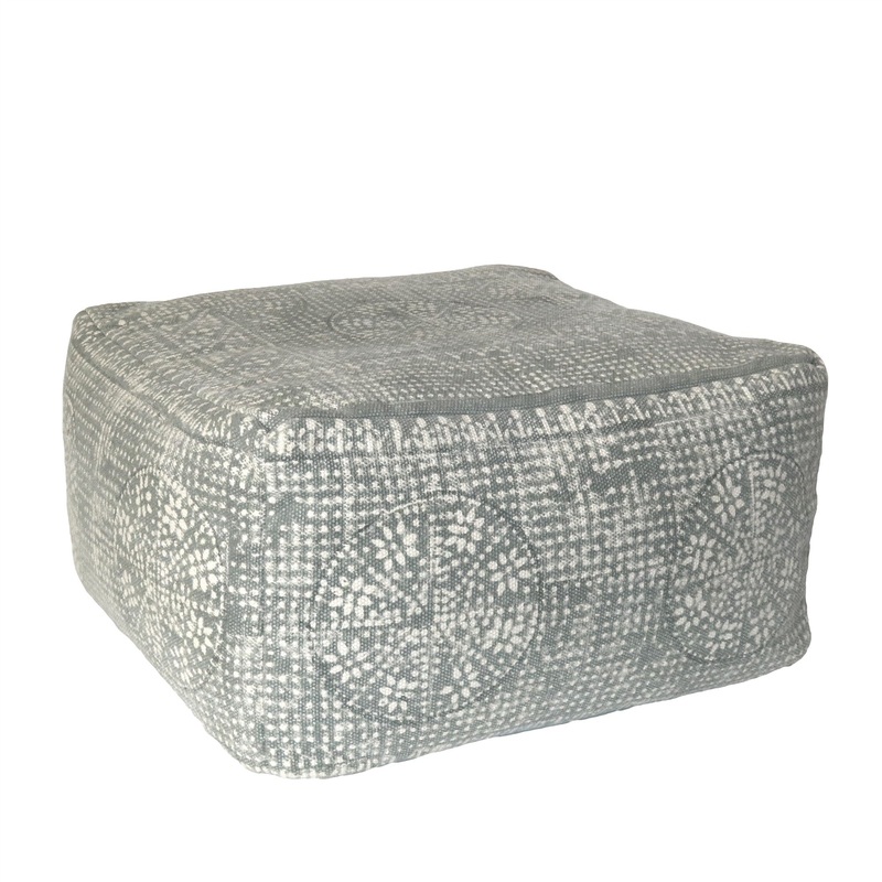 Light Gray Patterned Rectangle Pouf By Homeroots