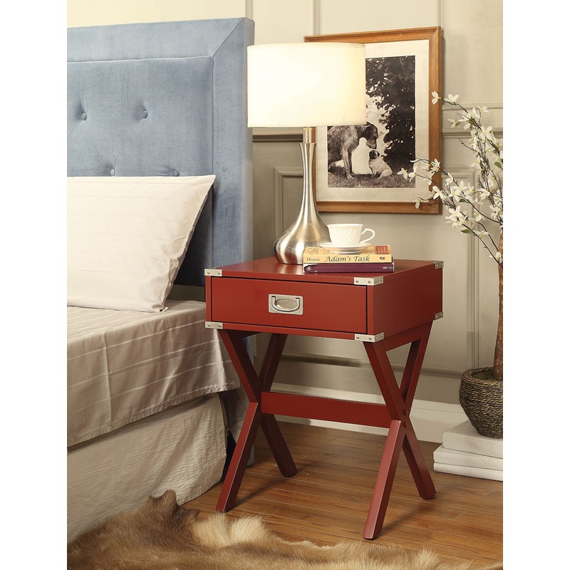 Modern Red X Shape Wooden Storage End Table By Homeroots