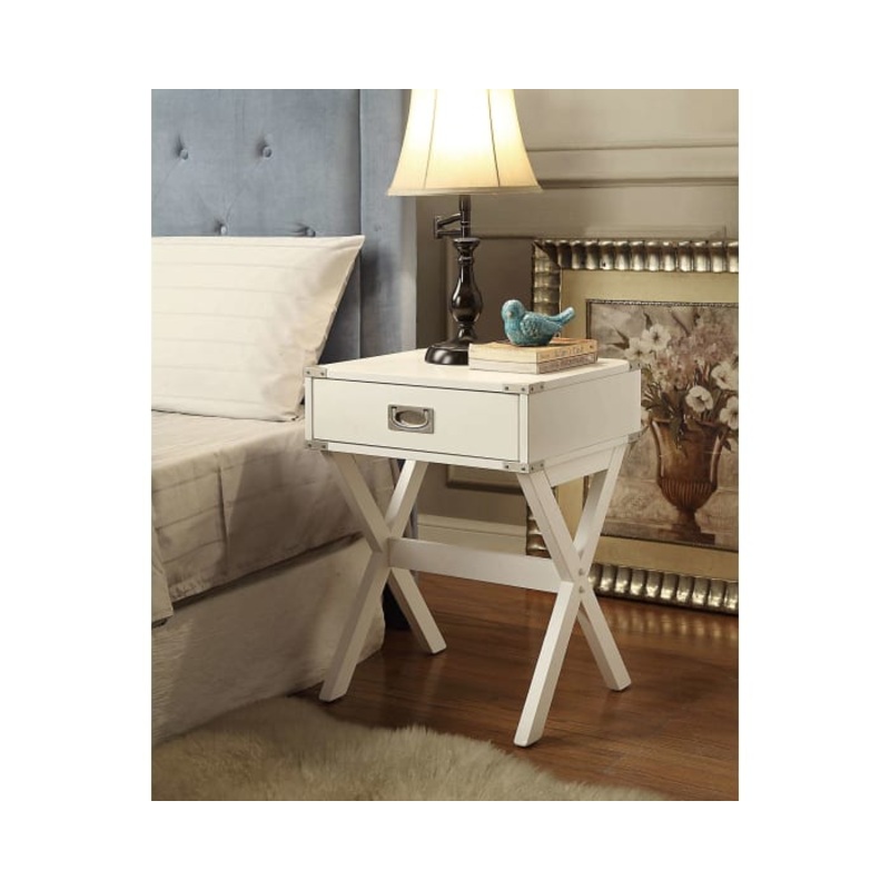 Modern White X Shape Wooden Storage End Table By Homeroots