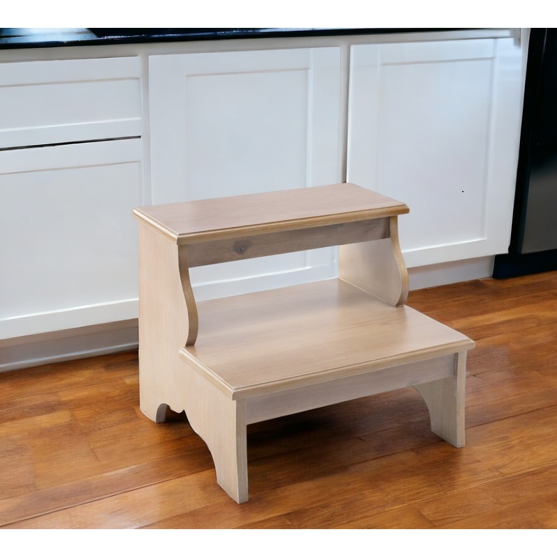 Natural Solid Wood and Solid and Manufactured Wood Backless Bar Chair By Homeroots