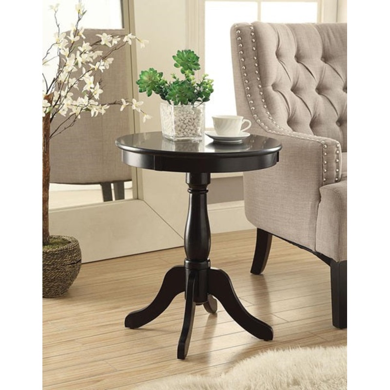 Round Pedestal Wooden Side Table By Homeroots