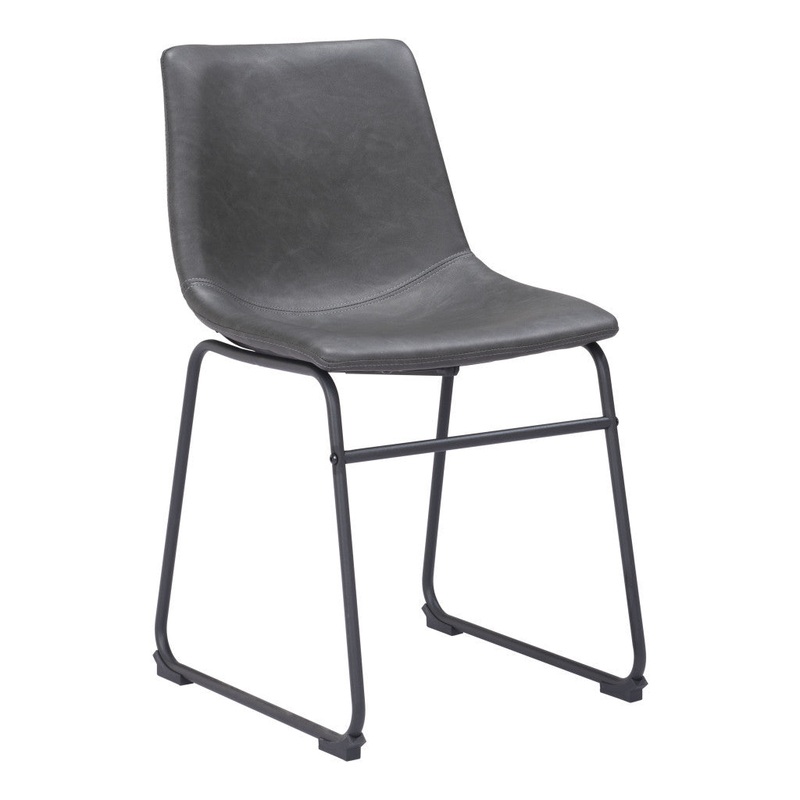 Set Of 2 Black Solid Back Dining Chairs By Homeroots