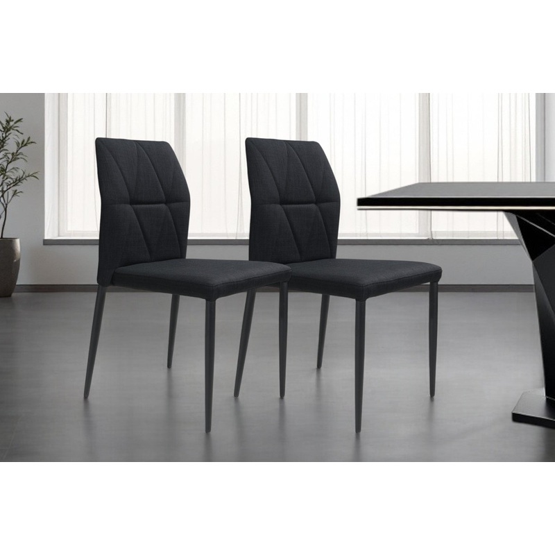 Set of Four Tufted Black Upholstered Fabric Dining Side Chairs By Homeroots