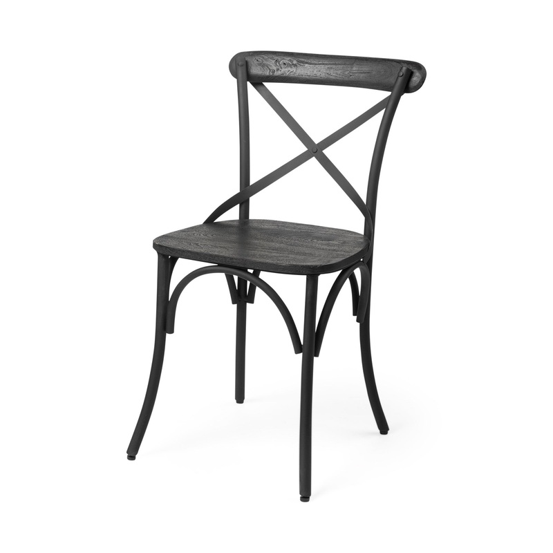 Set Of Two Black Wood Cross Back Side Chairs By Homeroots