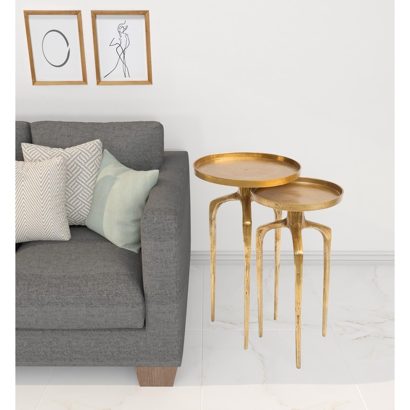Set Of Two Gold Nested Tables By Homeroots