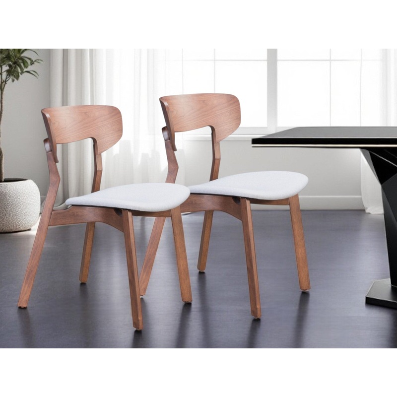 Set of Two Gray And Brown Upholstered Fabric Open Back Dining Side Chairs By Homeroots