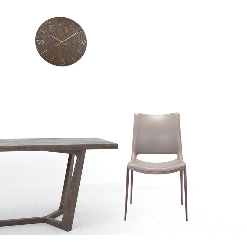 Set of Two Gray Faux Leather and Espresso Mod Ergo Dining Chairs By Homeroots