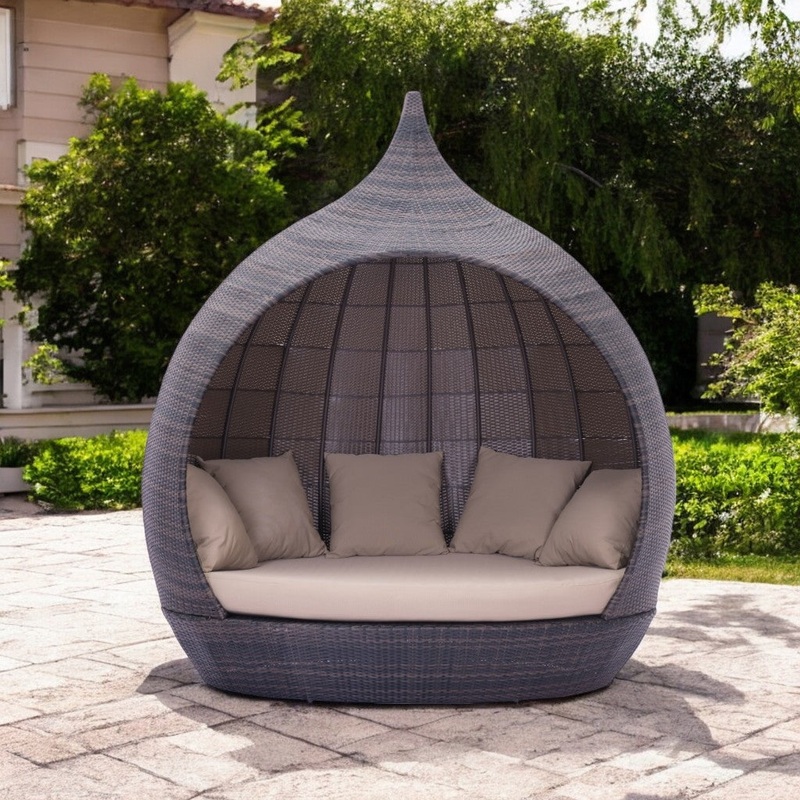 Teardrop Shaped Brown and Beige Daybed By Homeroots