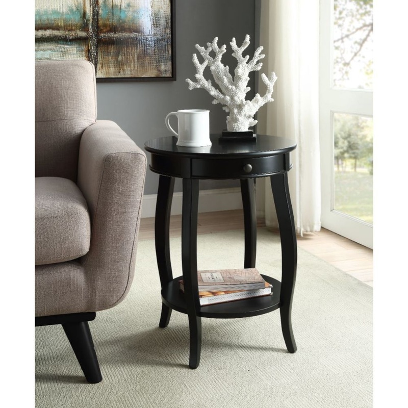 Vintage Look Black Wood End Table with Storage By Homeroots