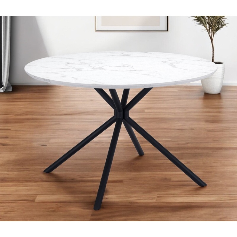 White And Black Rounded Steel Dining Table By Homeroots