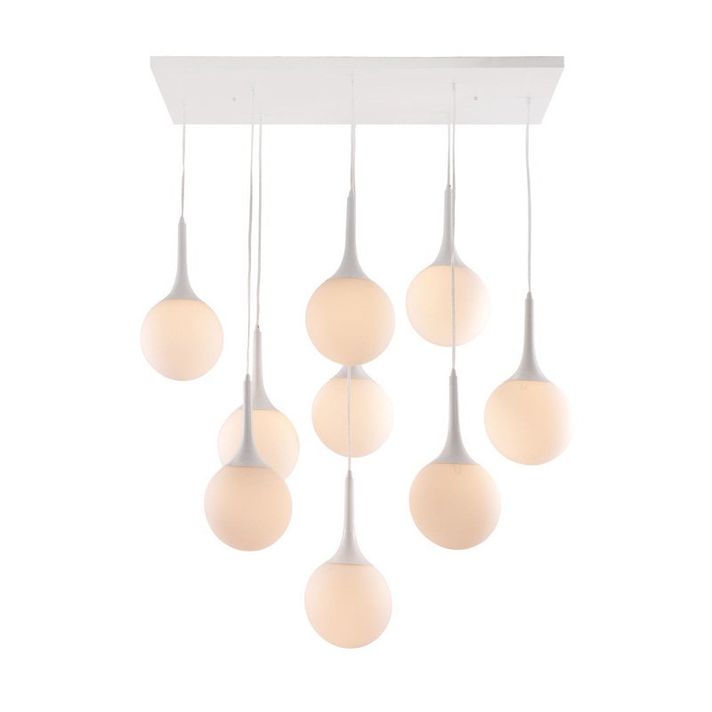 White Shaded Nine Light Metal Dimmable Ceiling Light By Homeroots