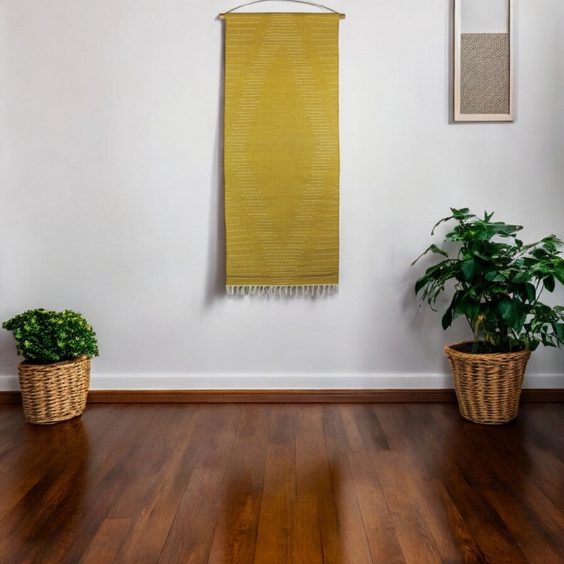 Yellow Jute Hanging Tapestry By Homeroots