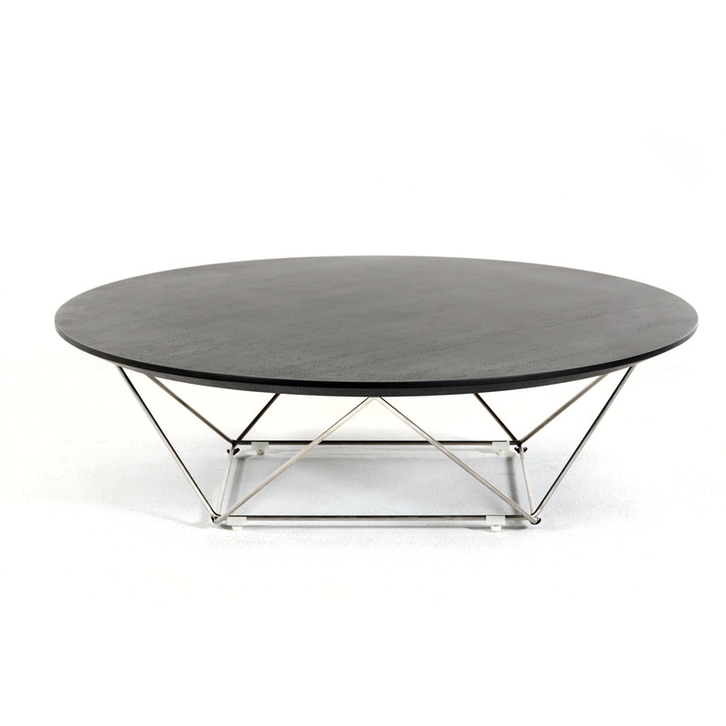 11' Wenge Veneer and Stainless Steel Coffee Table By Homeroots