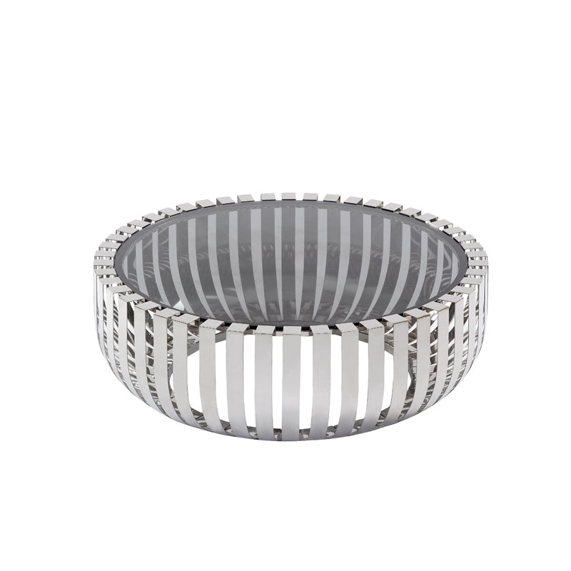 14' Glass and Stainless Steel Round Coffee Table By Homeroots
