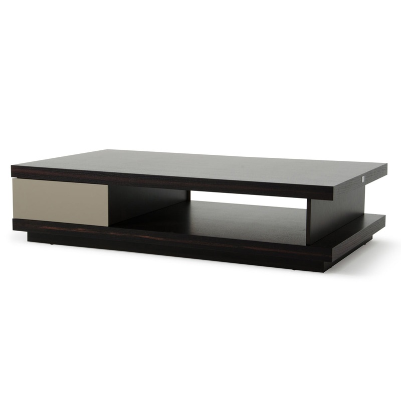 15' Oak and Grey Gloss Veneer Coffee Table By Homeroots