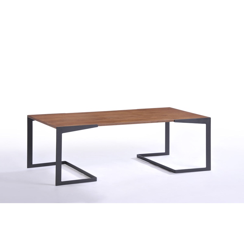 16' Walnut Veneer and Metal Coffee Table By Homeroots