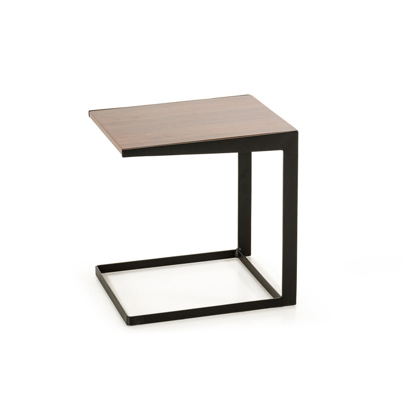 19' Walnut Veneer and Metal End Table By Homeroots - 283844