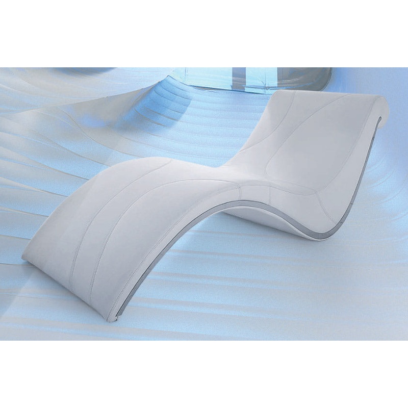 21' White Faux Leather Leisure Lounge with a Metal Frame By Homeroots
